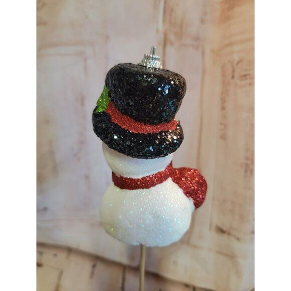 Glitter styrofoam snowman stake mini ornaments Xmas decor - Picture 5 of 6